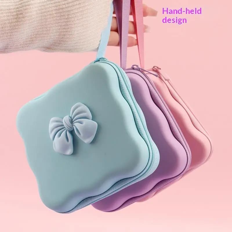 New Charger Lid Storage Bag, Cute 3D Heart-shaped Wave Design Charger Protector Travel Storage Box