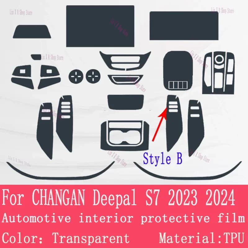 TPU Protective Film for Switching Panel and Navigation Screen for CHANGAN Deepal S7 2023, Anti-Graffio Accessories for Interior Cars