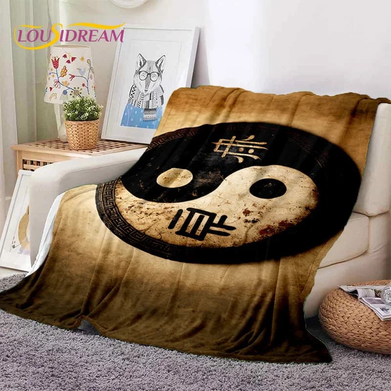 Nature Yin Yang cinese Tai Chi Bagua coperte di flanella morbida, coperta comoda coperta per letti da Picnic regalo per la camera da letto di casa