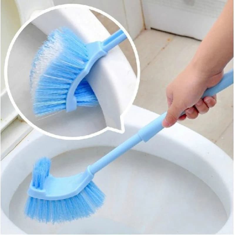 Spazzola per WC in plastica con manico lungo, a doppia faccia, con setole morbide, per la pulizia di angoli e fessure del pavimento del bagno