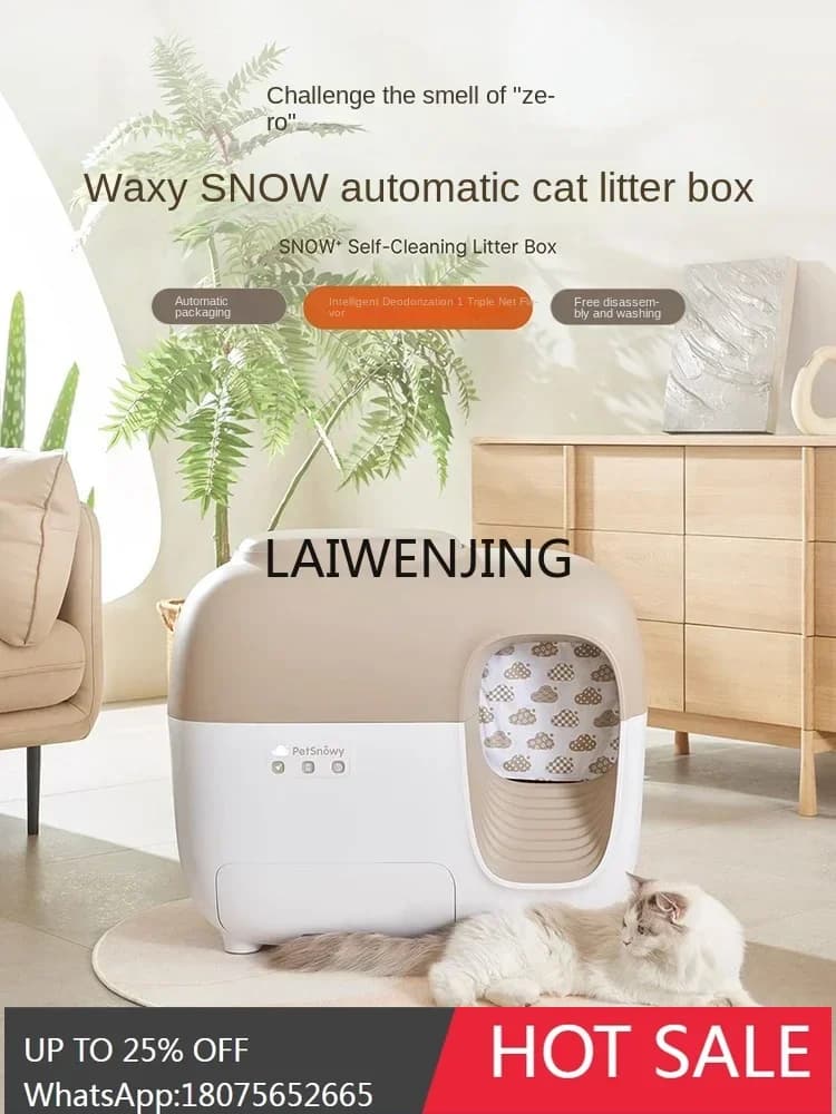 LIN scatola lettiera per gatti intelligente, pulizia e pala automatica, toilette per gatti completamente chiusa e antispruzzo