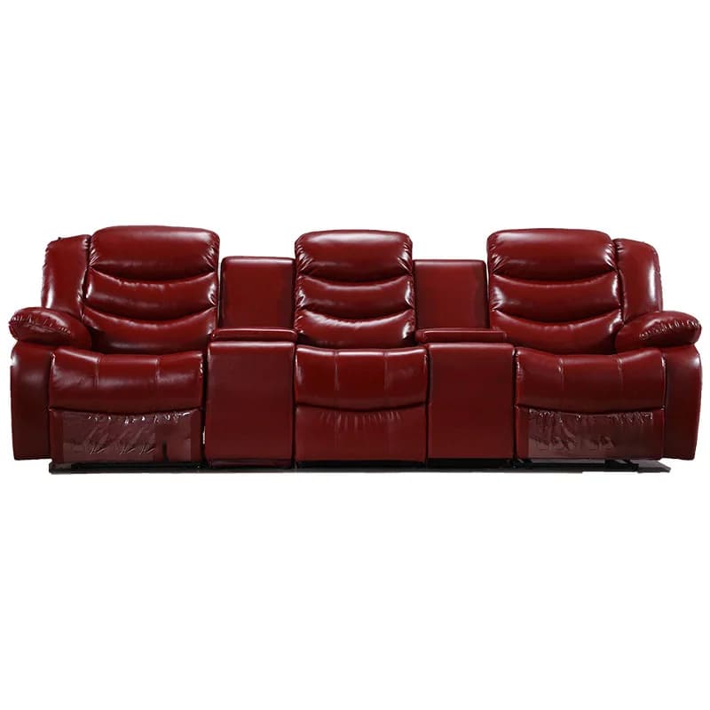 //USB Interface PU Leather Three Seat Sofa Modern Simple Wooden Legs Home Living Room Multifunctional Leisure Furniture
