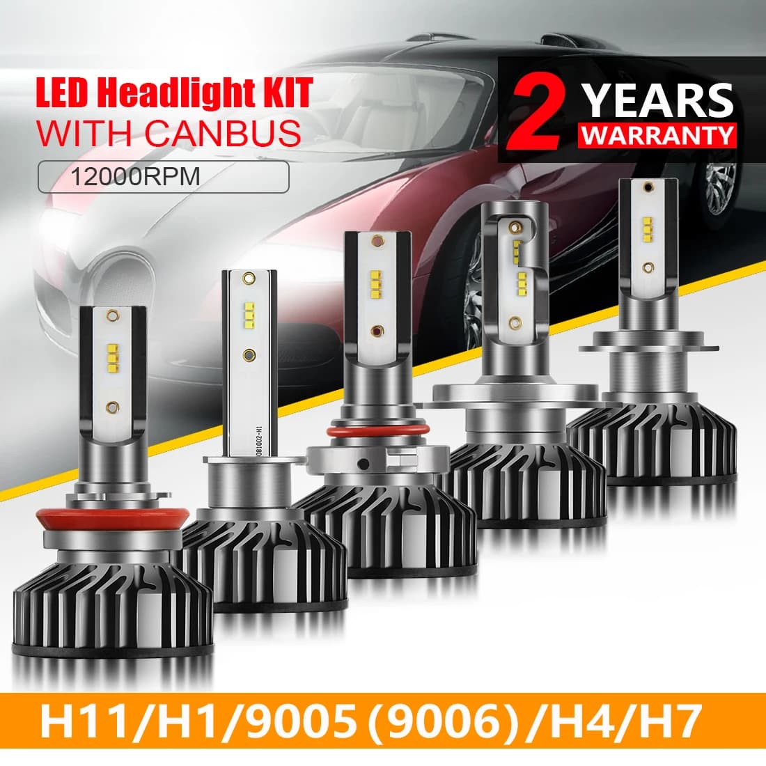 HL 2 pz. Lampadine LED H4 H7 per fari, fendinebbia H3 9006 9005, abbaglianti e anabbaglianti, 6000K 3000K per auto e veicoli fuoristrada