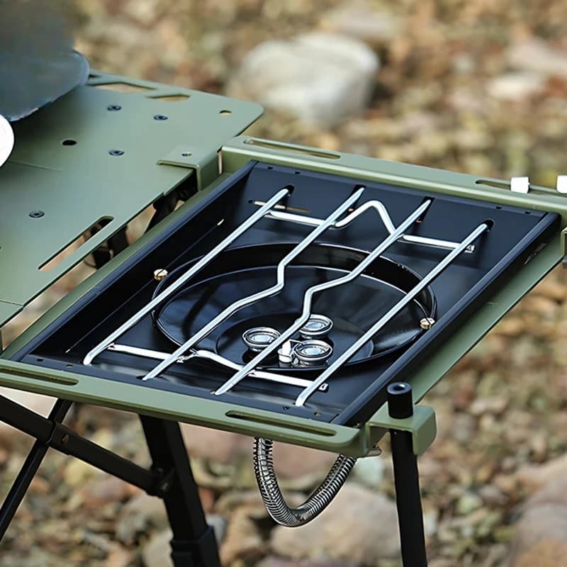 Braciere Pieghevole da Campeggio, Fornello a Gas Antivento 6000W, Stufa ad Alta Potenza in Acciaio Inox per Esterni