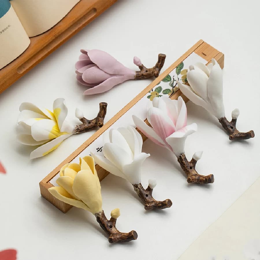 Handmade ceramic decorative ornament with jade orchid, incense insert table, entrance, agar wood incense burner, incense door