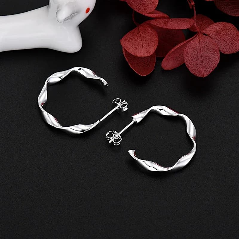 Orecchini a Spirale Personalizzati in Argento Sterling 925 per Donna, Gioielli di Design per Feste e Matrimoni, Regali di Natale