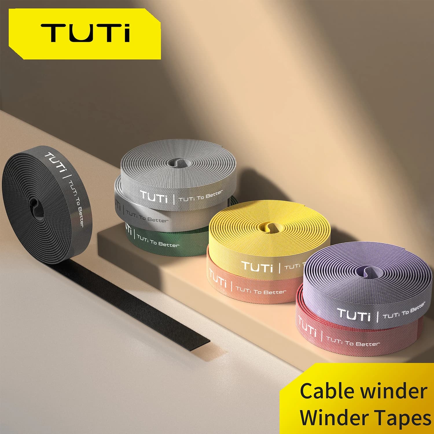 TUTI 0.78 Inch Width Nylon Strap Reusable Wire Ties Available in Black Gray Red White for Organizing Electronics And Cables