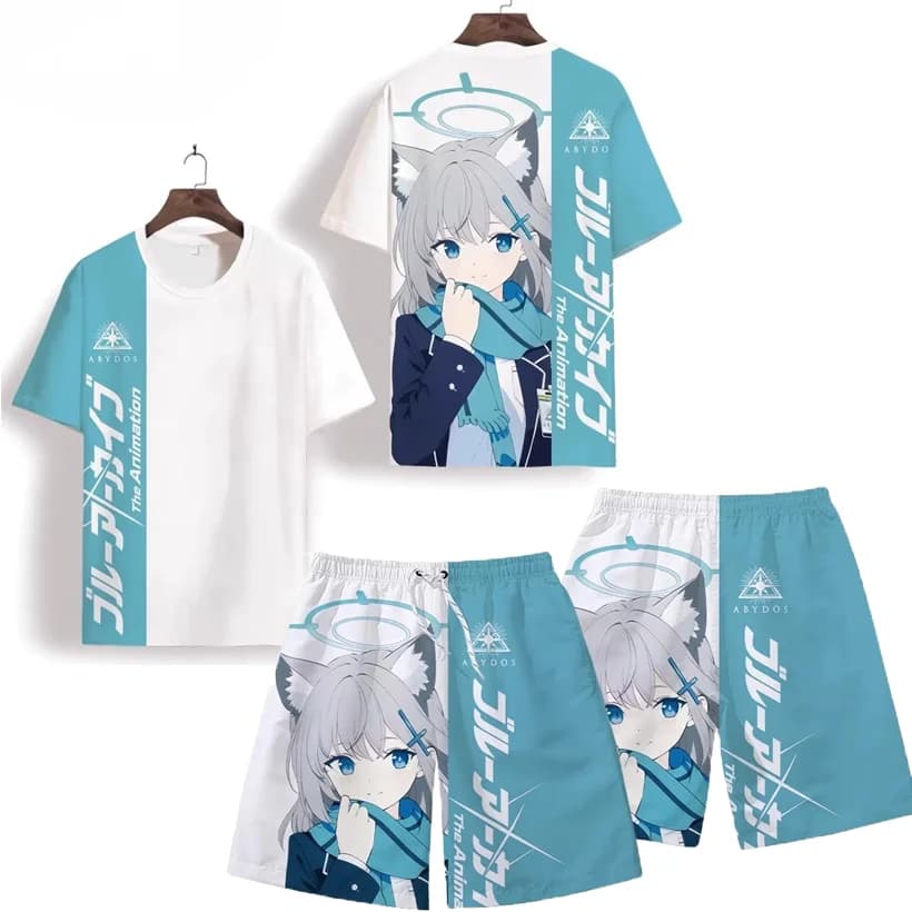 Completi da Uomo Anime Blue Archive Takanashi Hoshino, T-Shirt e Pantaloncini con Stampa 3D, Set 2 Pezzi, Tute Oversize, Abbigliamento Maschile