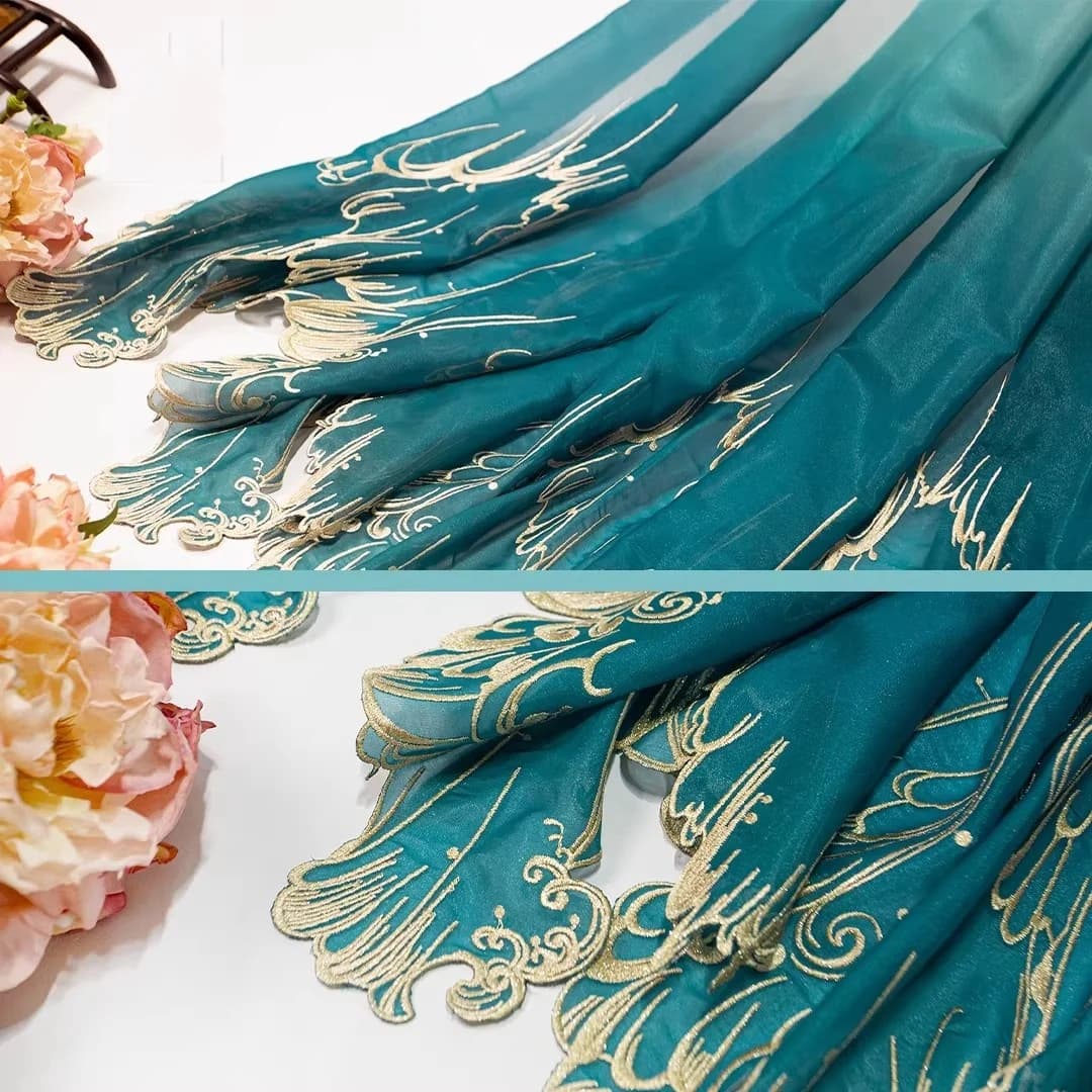 DIY Gradient Heavy Embroidery Floating Fabric - Embroidered Home Decor Fabric for Creative Projects