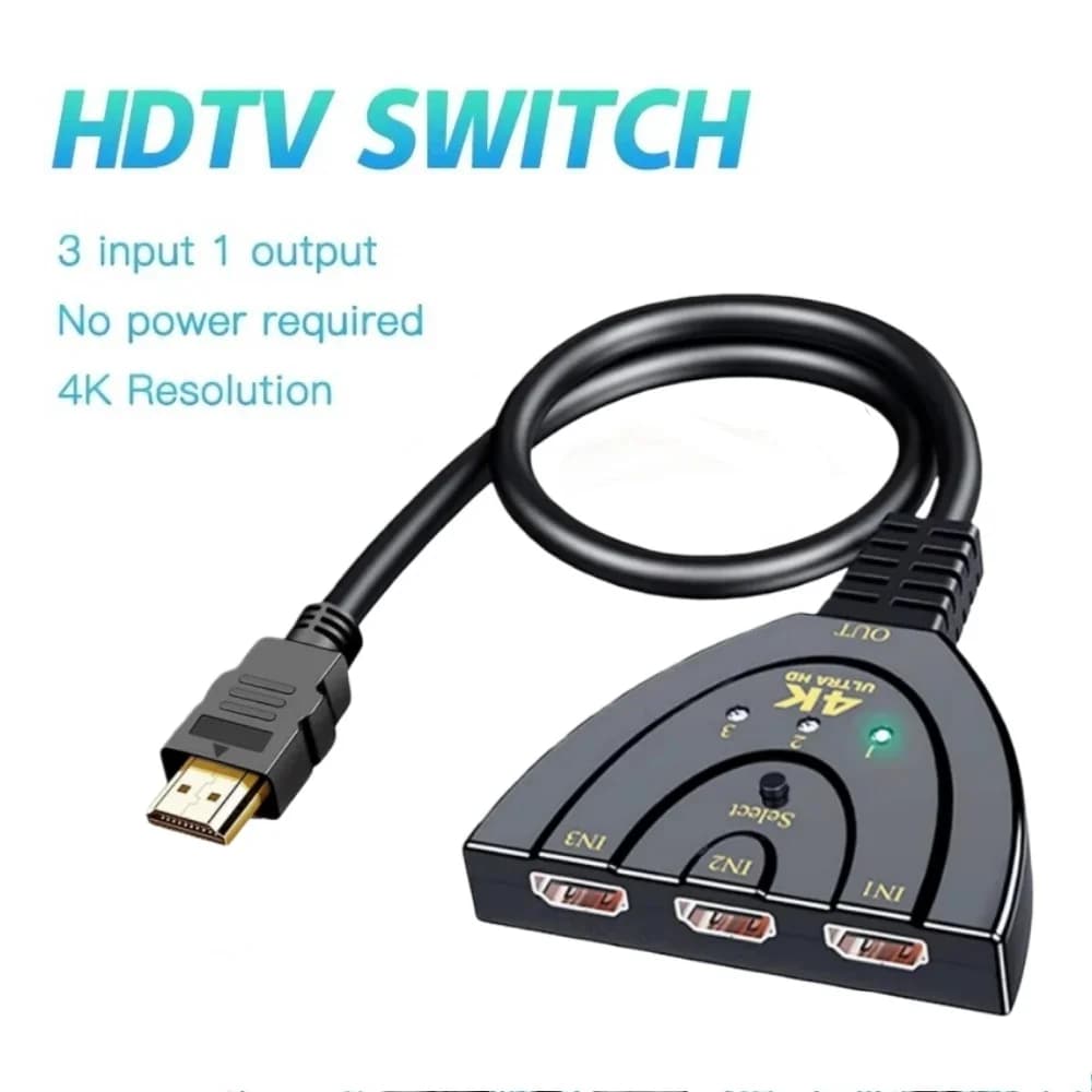 3 in 1 Out Video Splitter Adapter 4K 3D 1080P hdmi-Compatible Switch with Cable for TV Box Monitor Projector Laptop HD Devices