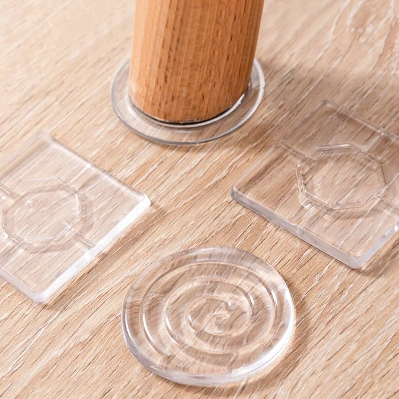 Set di 4 Tappetini Trasparenti in Silicone per Piedi di Mobili, Patch Adesive in PU Antiurto per Gambe di Letti e Divani, Tappetini Antiscivolo e Silenziosi