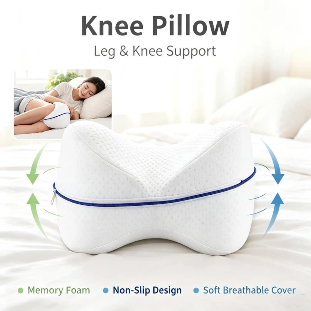 1PC Heart Shaped Memory Foam Leg Pillow Slow Rebound Side Sleeping Knee Support Soft Foot Rest Cushion Relaxation Home Use