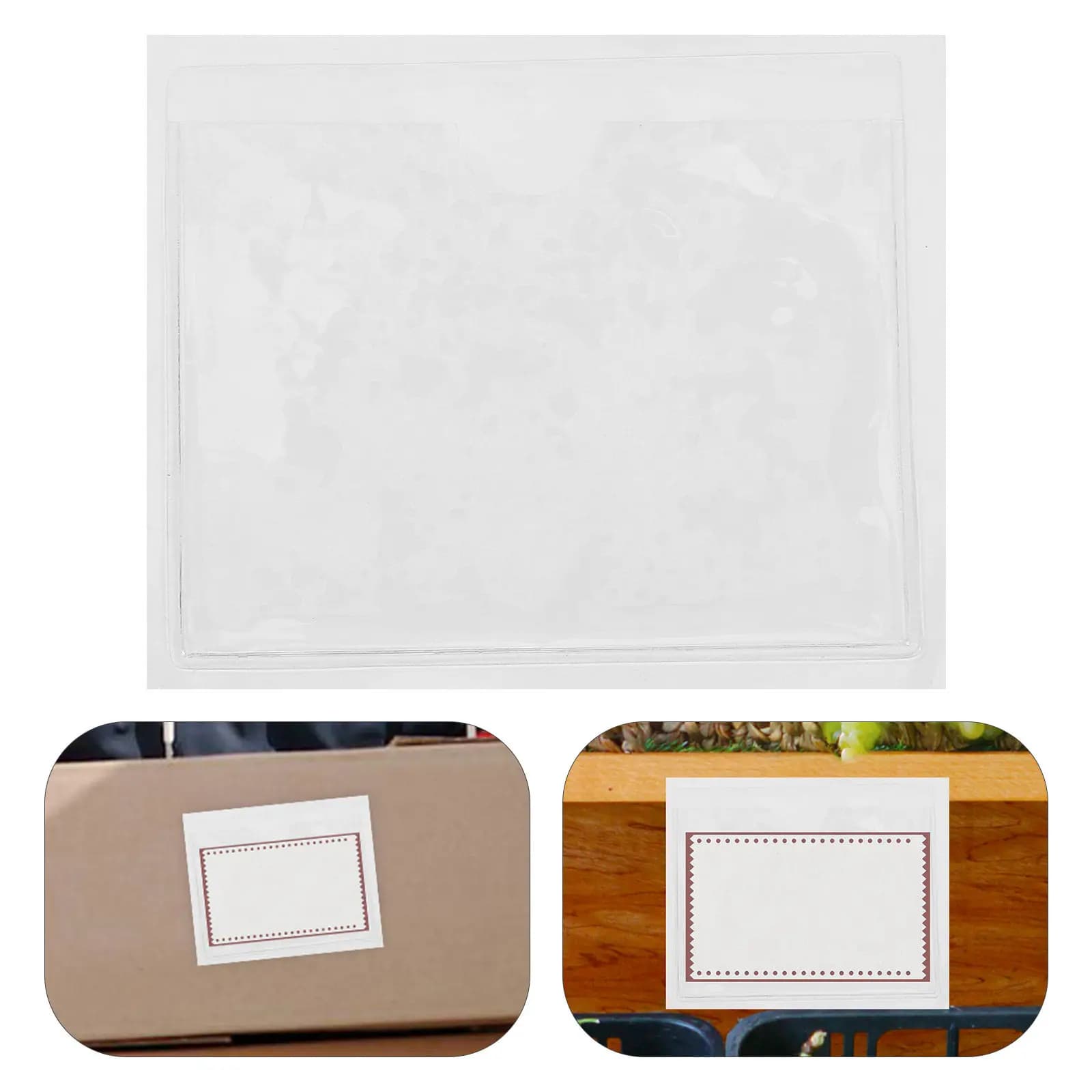 6 Pezzi Porta Carte Adesivi Trasparenti 10x8cm, Custodie Protettive Trasparenti per Schede, Organizzatore Etichette Adesive