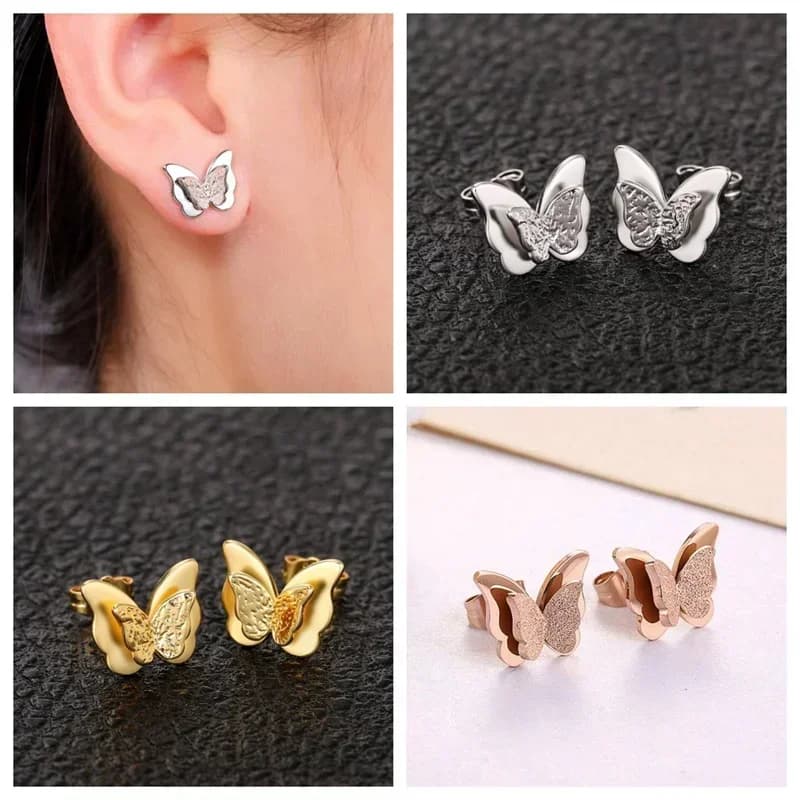 Orecchini a farfalla delicati da donna, accessorio raffinato per piercing all'orecchio, regalo di compleanno, gioielli da indossare tutti i giorni e per feste, per ragazze