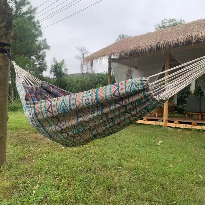Double hammock in canvas jacquard Amaca Moroccan thickened anti-rebalt balcony Home swing outdoor camping swing Wholesale