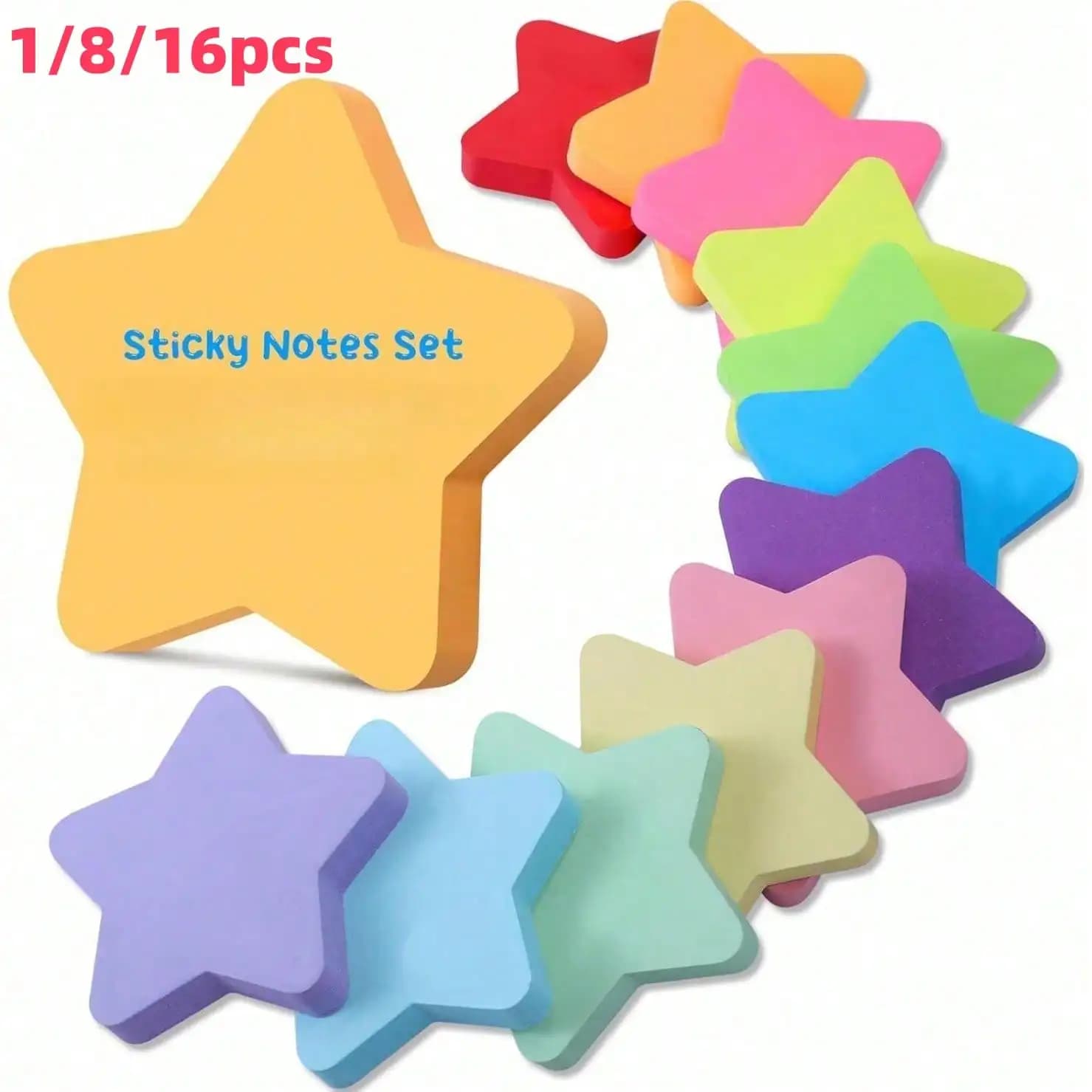 Foglietti adesivi fluorescenti a forma di stella, 8 colori, 30 fogli per confezione, adatti per forniture per ufficio, quaderni, accessori da scrivania, stagione di ritorno a scuola