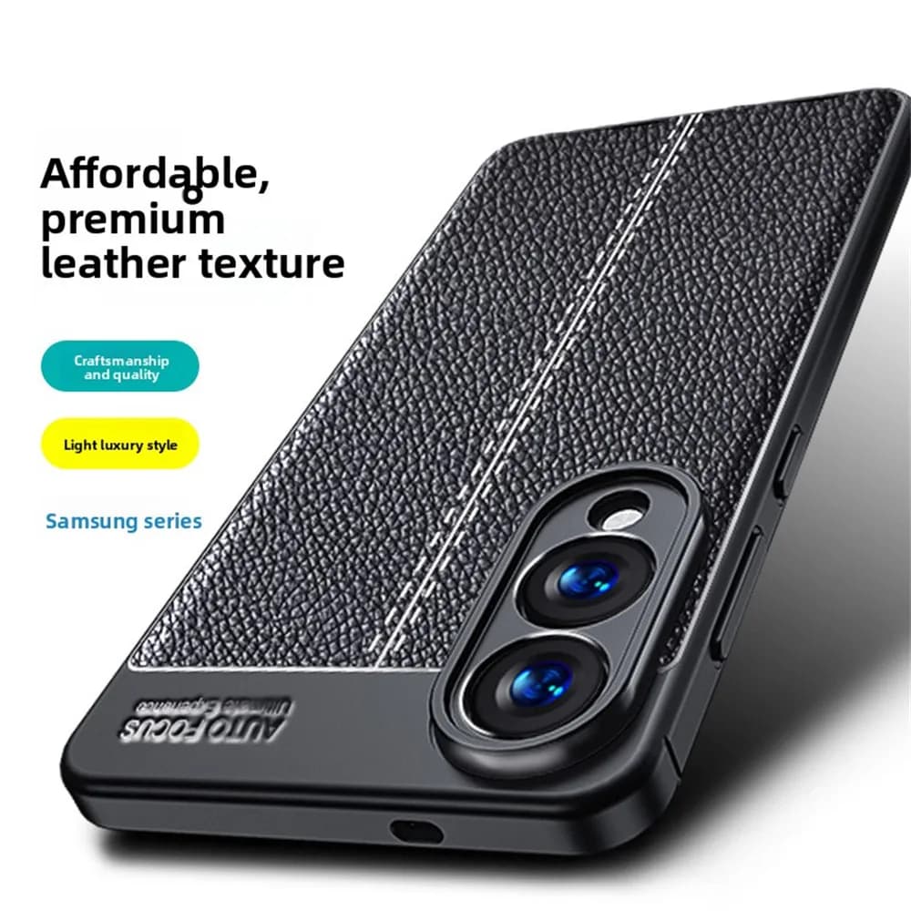 Custodia per telefono per Samsung S25 Edge S25 Ultra S25 Plus S24 Fe S23 Custodia protettiva Custodia antiurto con texture in pelle premium