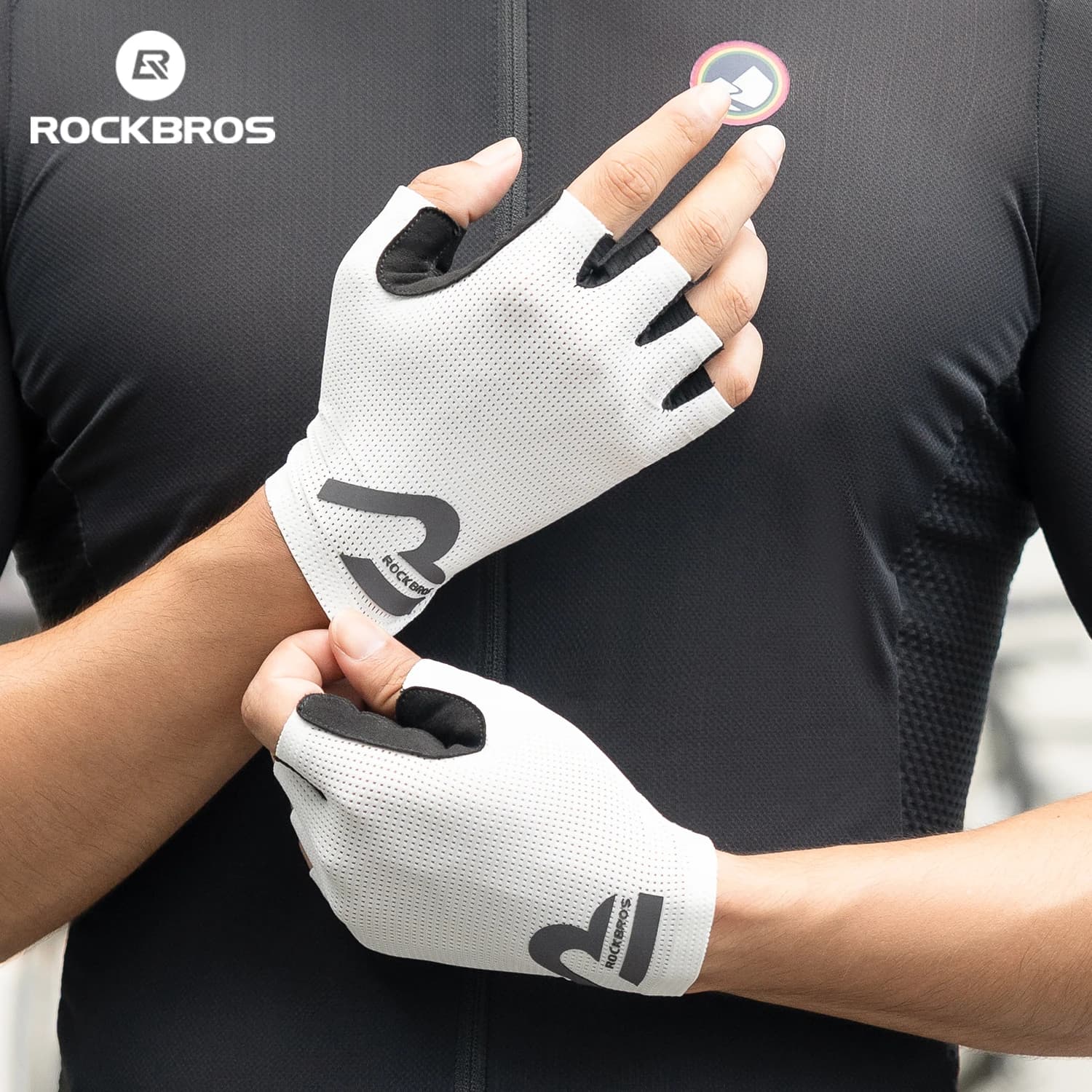ROCKBROS Cycling Gloves High Elasticity Shock Absorption Half Finger Gloves Seamless Breathable Non-slip Summer Riding Gloves