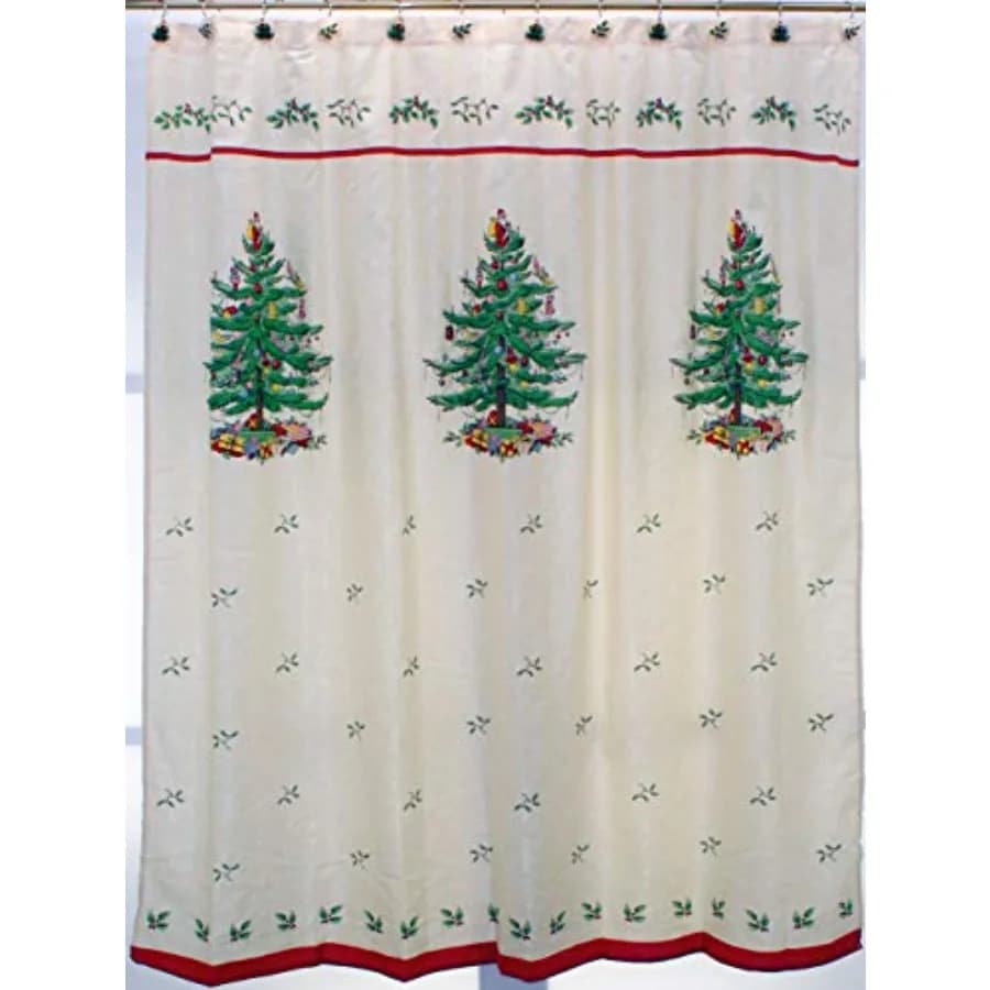 Tenda da doccia in tessuto, decorazione natalizia per il bagno, collezione albero di Natale, 72 pollici