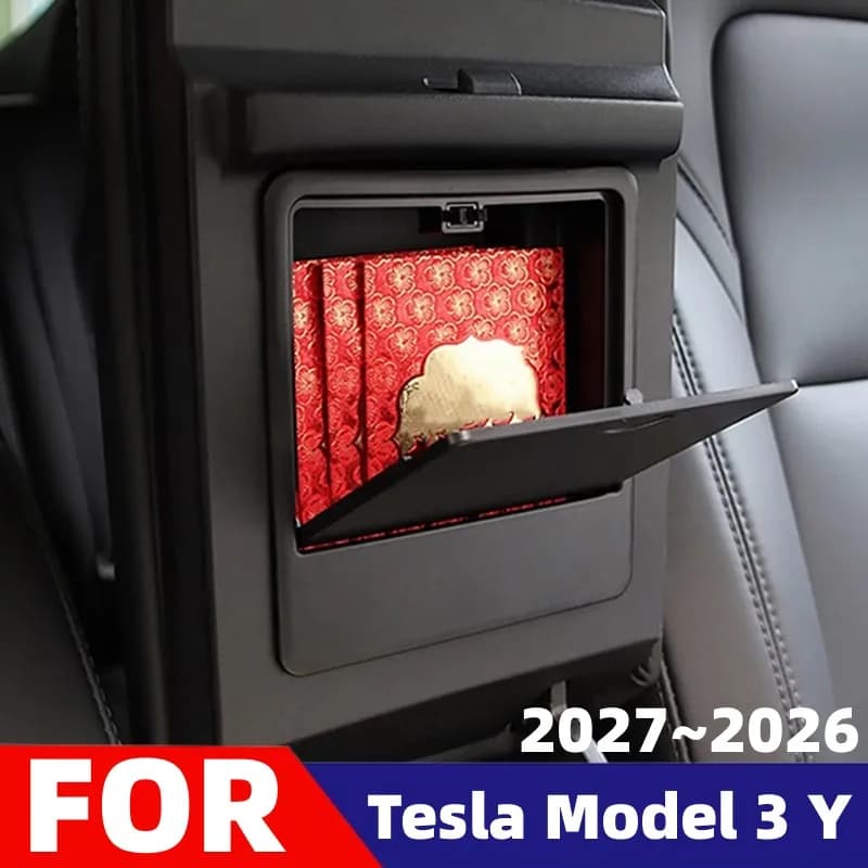 Organizer per Console Centrale Auto per Tesla Model 3 Y, Model 3 Highland, Model Y Juniper, Scatola Portaoggetti Nascosta per Bracciolo, Accessori