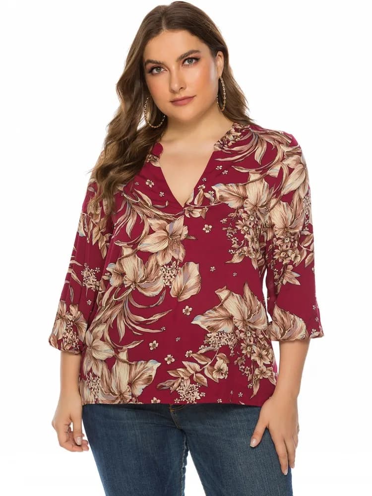 Women's Plus Size XL-4XL Casual Long Sleeve T-shirt Big Size 3XL Snake Pattern Blouse Top Women Clothing Oversized Spring Summer