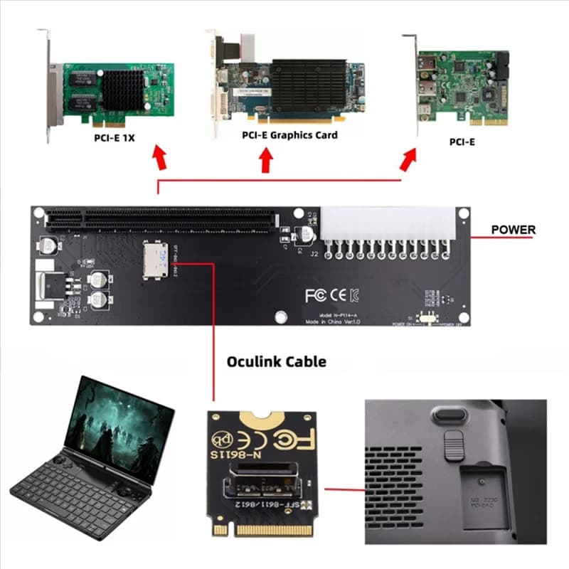 Classic-PCI-E 3.0 M-Key M.2 a Oculink SFF-8612 SFF-8611 Adattatore host Convertitore SSD scheda grafica esterna per GPD WIN Max2