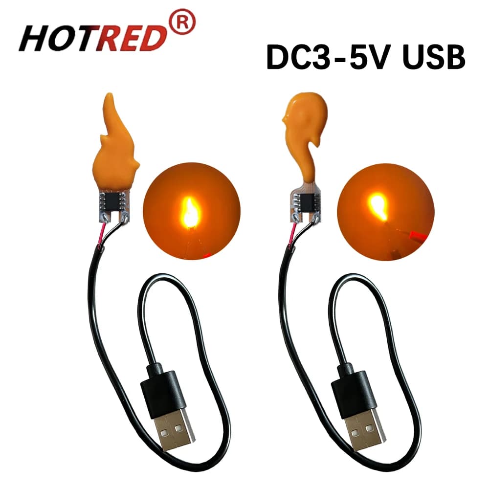 LED Flash a lume di candela con interfaccia USB DC 5V 2200K Edison Fiamma Filamento Festa di compleanno Lampadina decorativa Accessori FAI DA TE