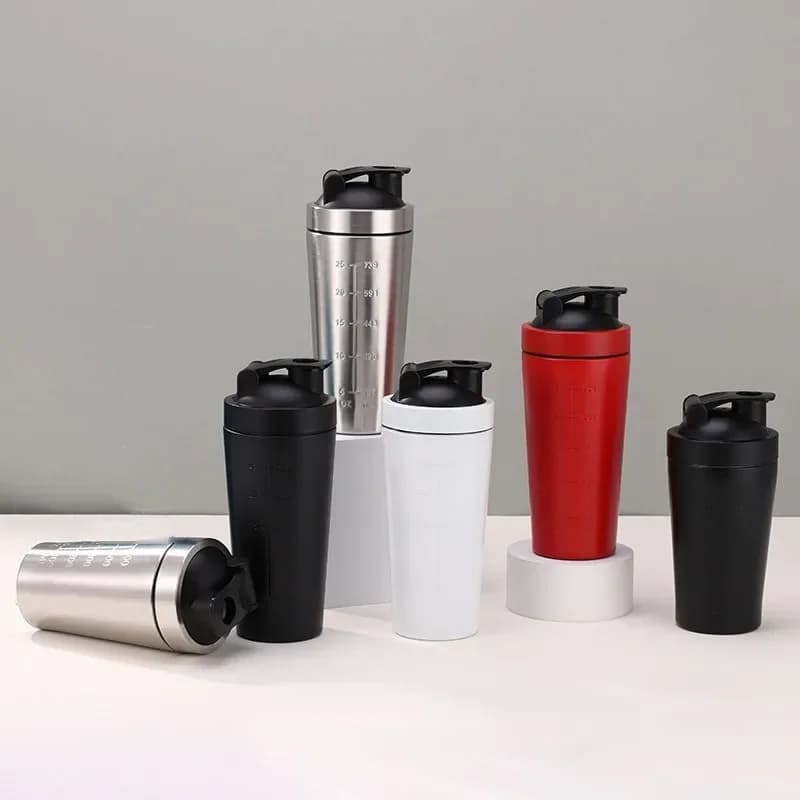 500/750 ml stainless steel protein powder shaker with steel ball and leak-proof Palestra Fitness Sport Whey Shakes Cup