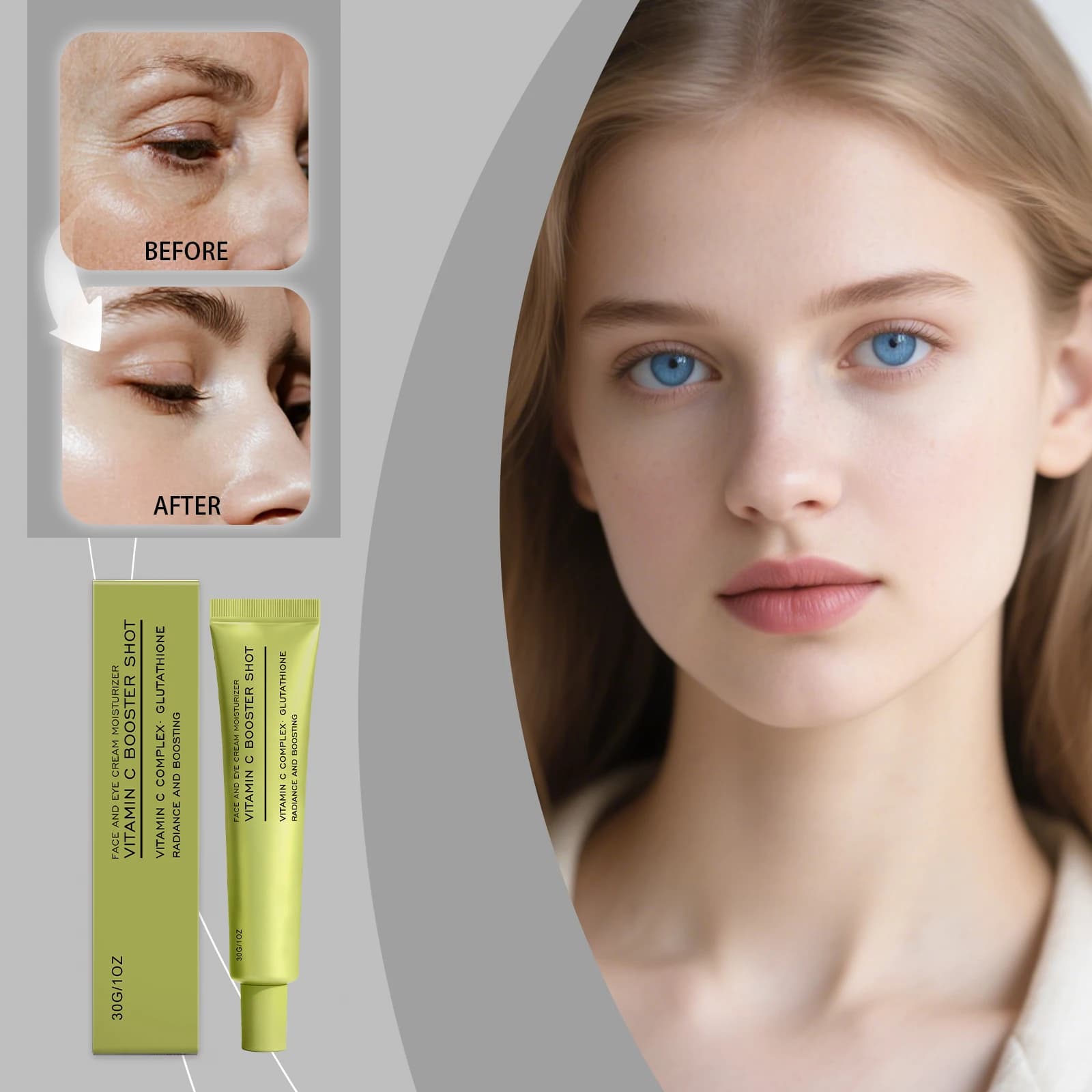 Viso Booster Cream to Vitamin C with Glutation and Niacinamide for Hydration, Improves Subtle Rugs, Korean Skin Care Effect Glass Skin