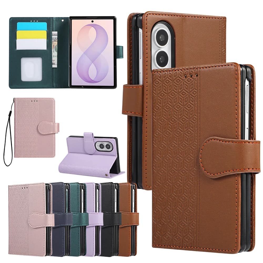 Business Luxury Leather Wallet Phone Case for Samsung Galaxy Z Fold 8 Fold8 Card Cash Slot Holder Kickstand Flip Stand Cover