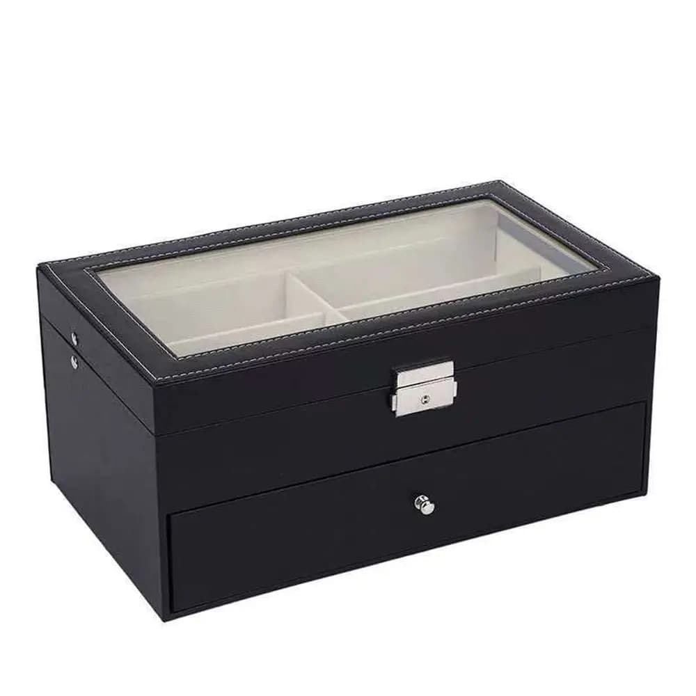Snap Button Save Space 8/12 Grids Holder Display Case PU Bag Eyewear Holder Storage Box Slots Glasses Case Sunglasses Box