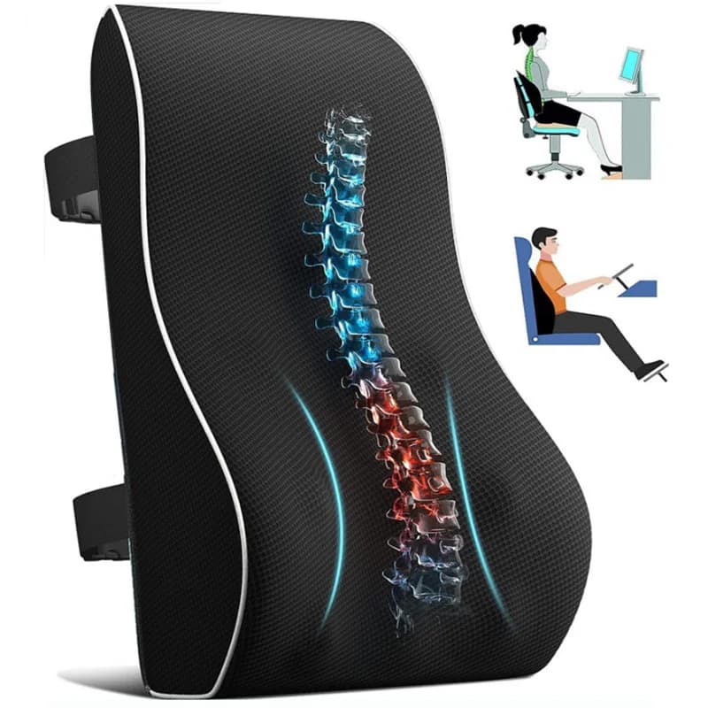 Cuscino di supporto lombare antiscivolo in memory foam per alleviare il dolore alla schiena, cuscino per sedile auto, morbido e confortevole per ufficio, casa e auto