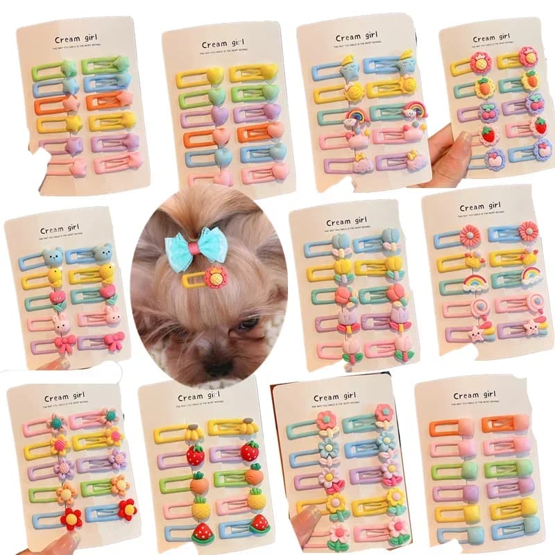 Moda Forcina per cani Colori caramelle Piccolo cucciolo di gatto Fermagli per capelli Accessori per capelli per animali domestici Toelettatura per peli di cani Toelettatura per animali Regalo per ragazza