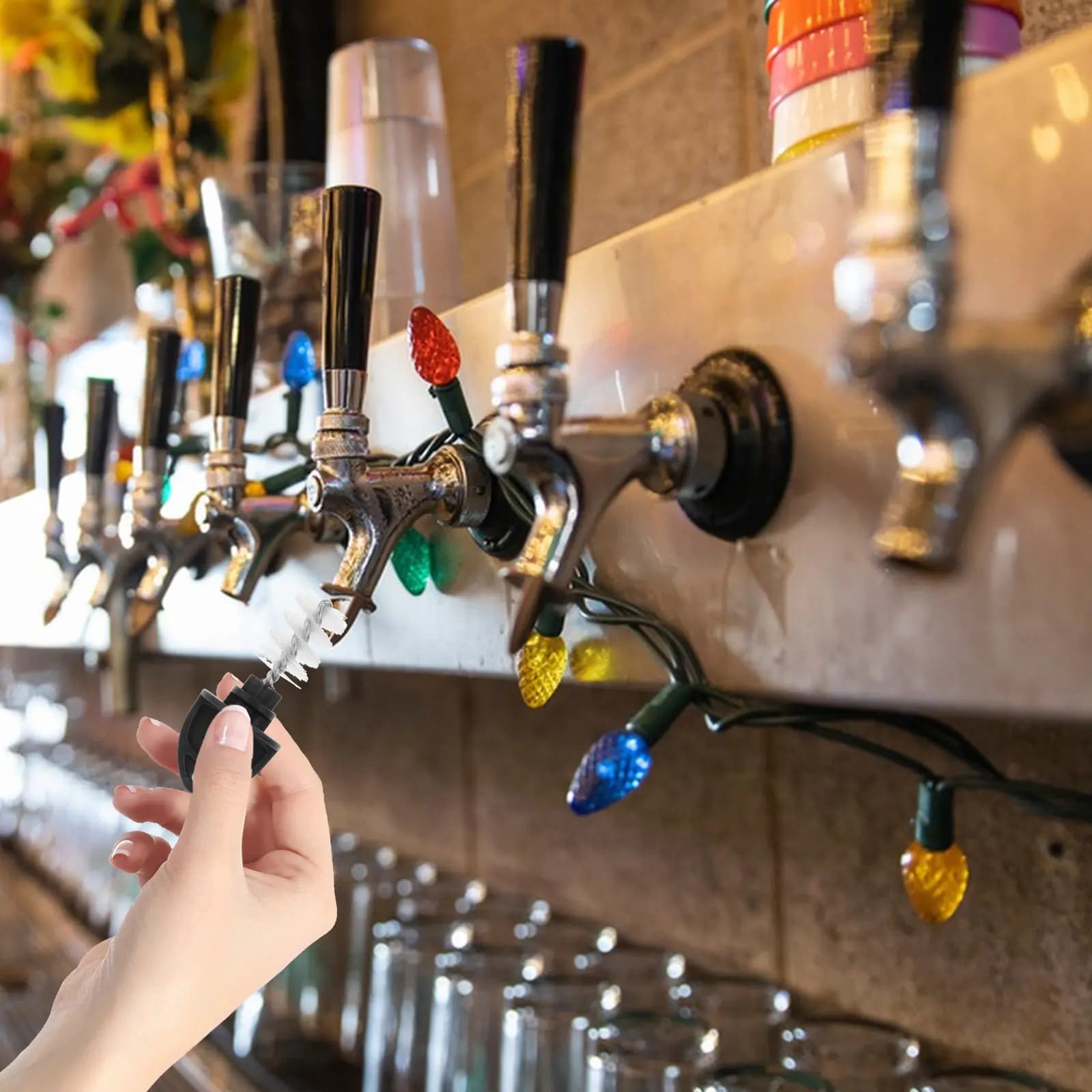 20Pcs Beer Faucet Tap Cleaning Brush Reusable Strong Resilient Bristles Comfort Grip for Home Draft Tap Maintenance