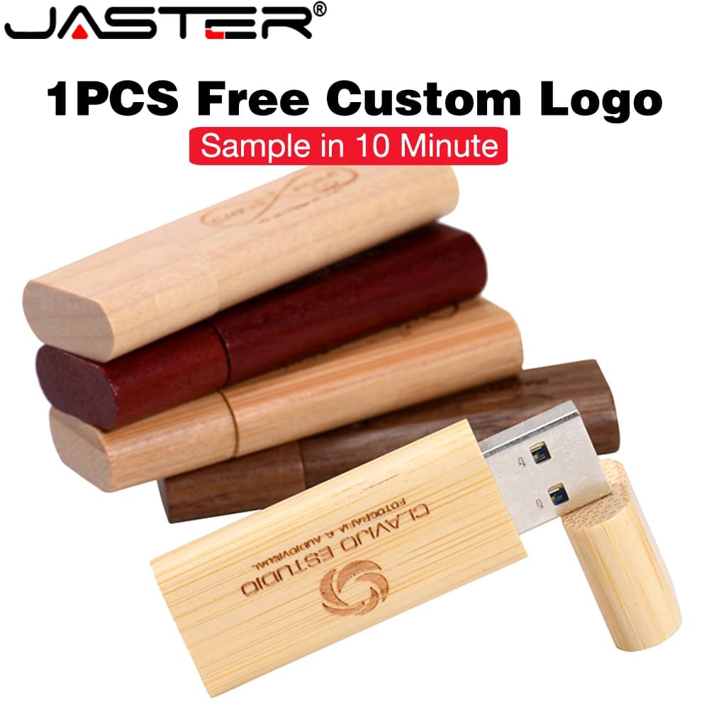 JASTER Logo personalizzato gratuito Chiavetta USB 3.0 Chiavetta di memoria con guscio in legno da 128 GB Chiavetta USB personalizzata laser da 64 GB Pendrive creativa da 32 GB