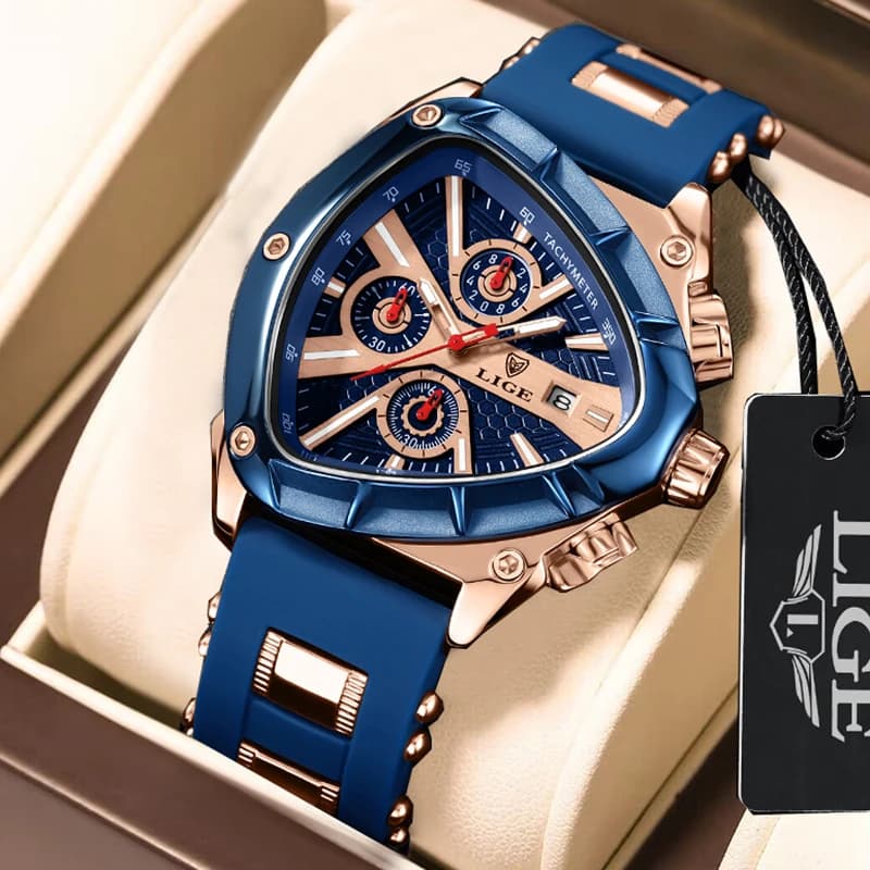 LIGE Watch Men Luxury Brand Business luminoso impermeabile orologio maschile calendario uomo a forma di triangolo orologi da polso al quarzo Relogio Masc