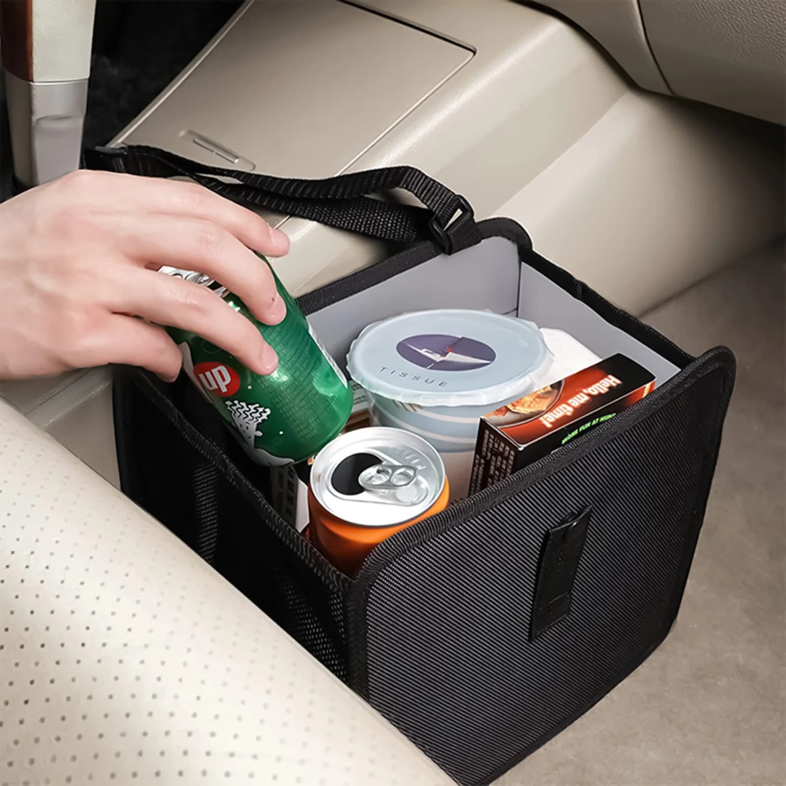 Cestino per auto impermeabile da appendere, in tessuto Oxford 600D, borsa portaoggetti a rete 14x23x23cm, organizer per interni auto per veicoli