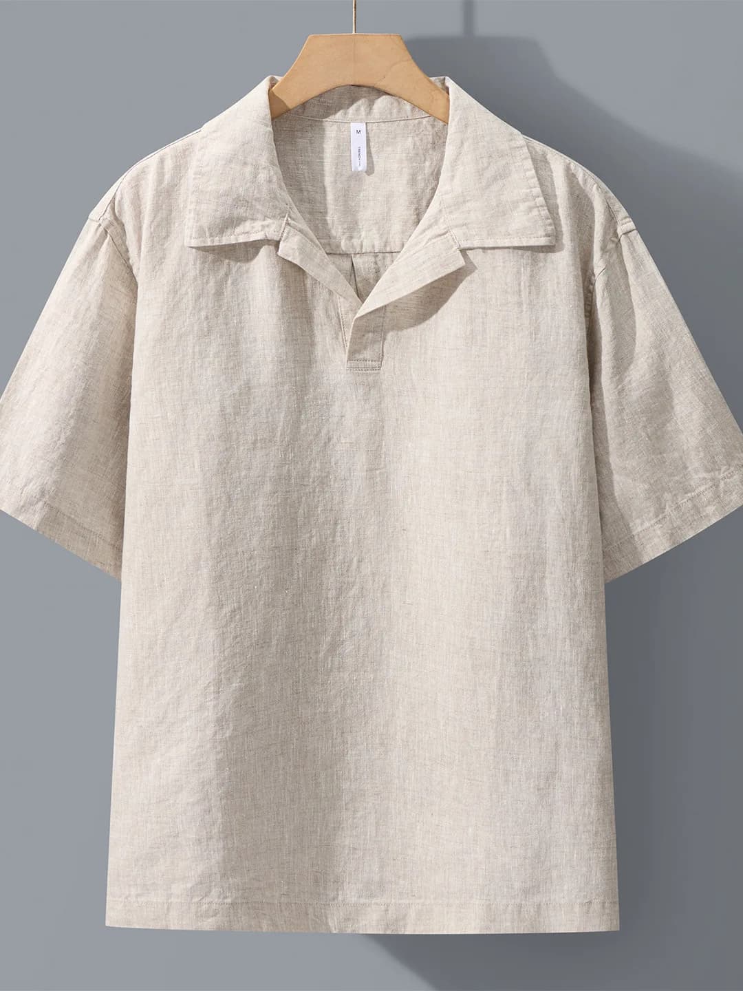 Pure Linen Shirt Men's Summer Thin Breathable Sun Protection Overhead Collar Casual Shirt Trendy Shirt Loose Fit Short S...