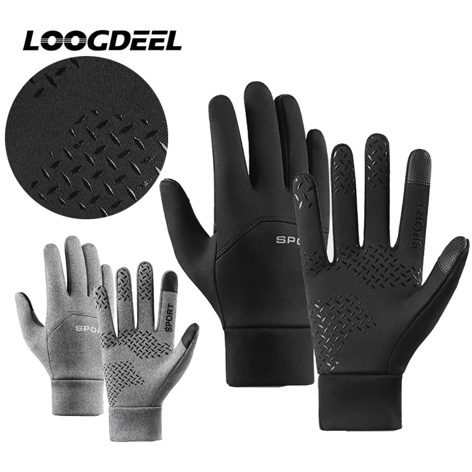 LOOGDEEL Outdoor Driving Motorcycle Waterproof Thermal Non-Slip Gloves Winter Touchscreen Warm Women Bicycle Gym Cycling Gloves