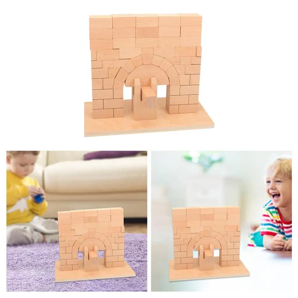 Set di giocattoli in blocchi di legno di faggio con ponte romano per blocchi impilabili 4-8 anni