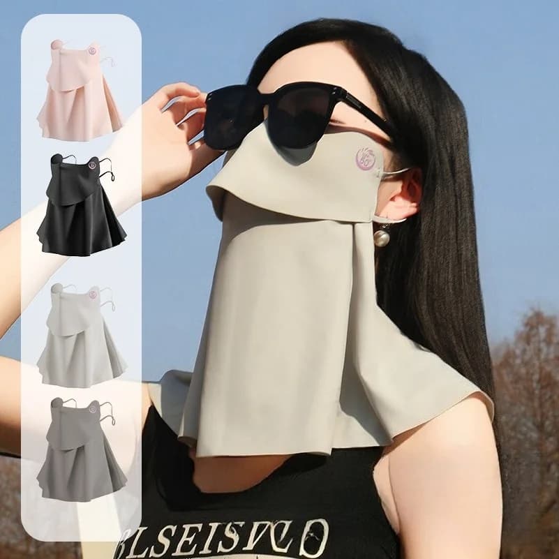 Maschera 3D in Seta Ghiacciata UPF50+ con Protezione UV per Donne, Ideale per Ciclismo e Escursionismo Autunnale, 360 Gradi ° Sciarpa Balaclava Rinfrescante per Viso e Collo