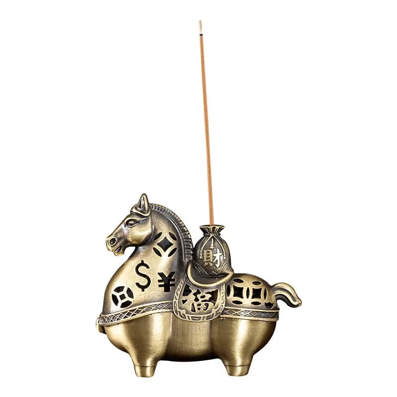 Fortune Horse Cloud Incense Burner, Pine Cone Backflow Stick Incense Holder, Sandalwood Aroma Censer for Bedroom Home Decor