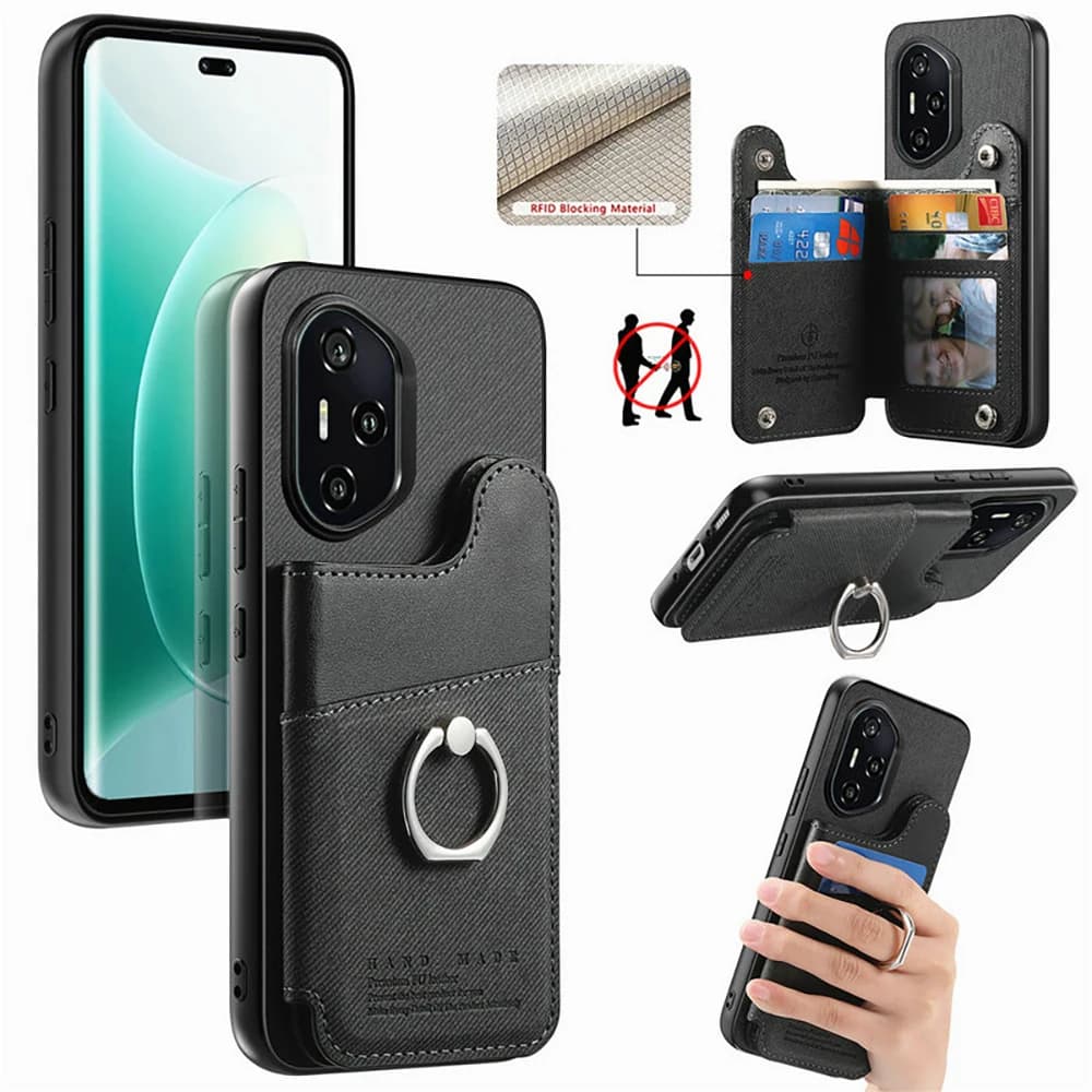 Custodia di lusso per Huawei Honor 400 200 Lite 5G RFID Blocco Anello in pelle Pannello posteriore Cover Honor 300 Ultra 200 Pro Portafoglio Funda
