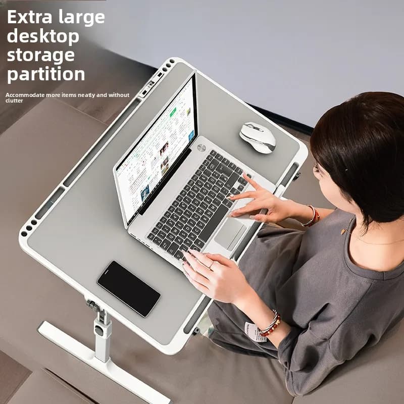 Foldable Height Adjustable Bed Desk With Built-in Bookshelf Multifunctional Dorm Laptop Stand Kids Reading Study Table