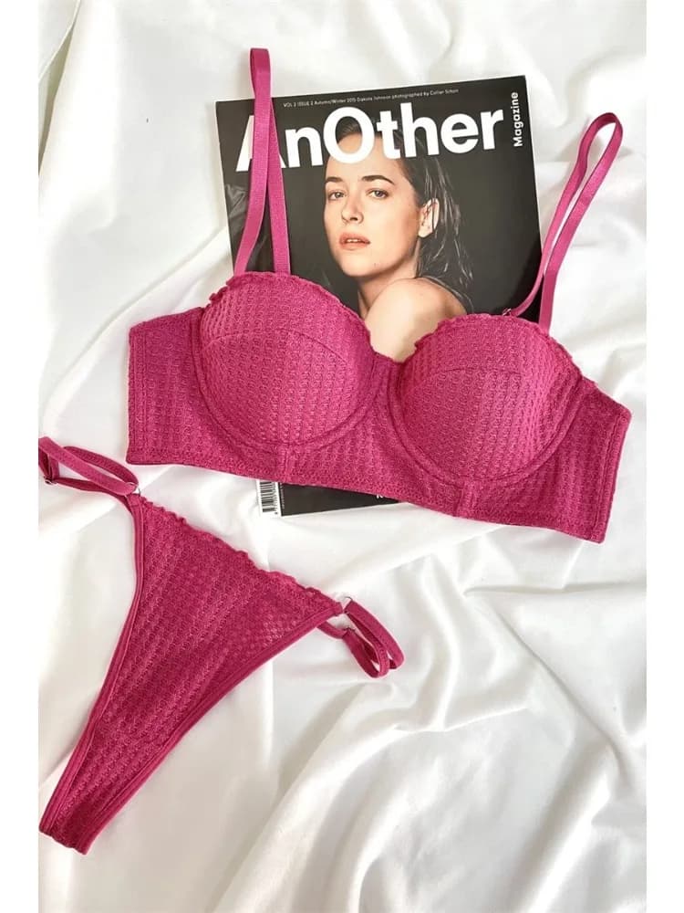 Reggiseno minimizzatore Manga giapponese Mezza coppa Demi Style Supporto comfort wireless Set di lingerie anti-cadente per busto grande 32-38 AB USA