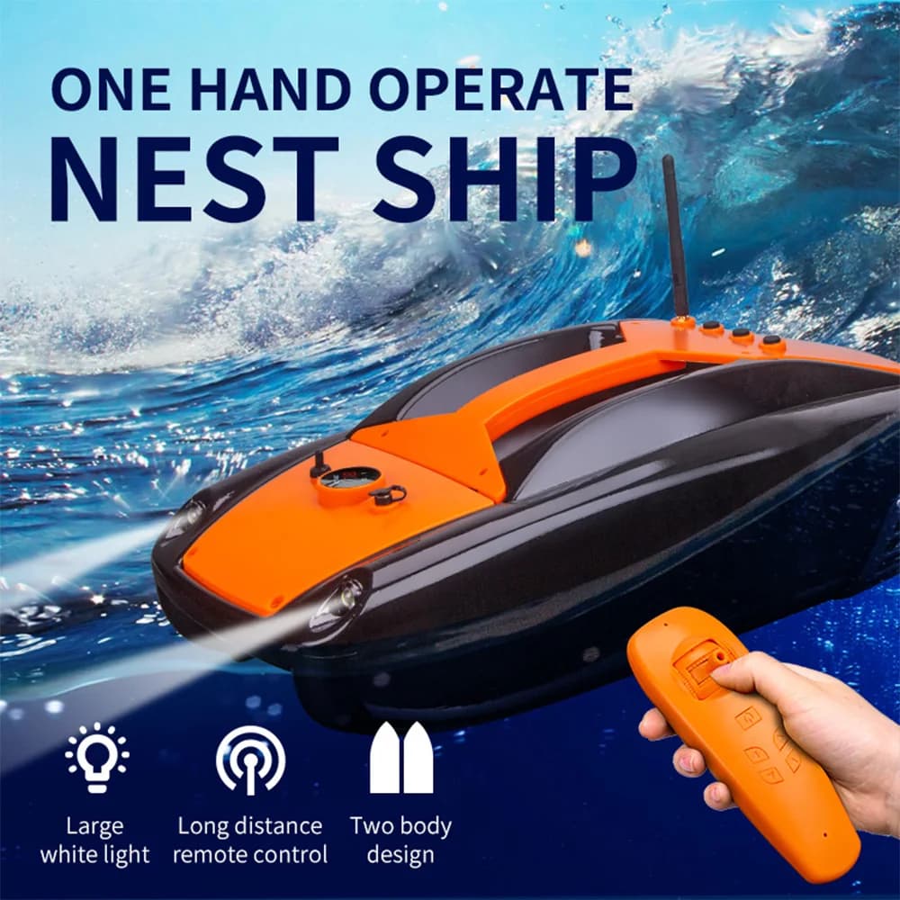 4500mAh 1.5kg cargo fishing baits boat 300m remote control fishing power supply with fishing boat RC with double motor for outdoor