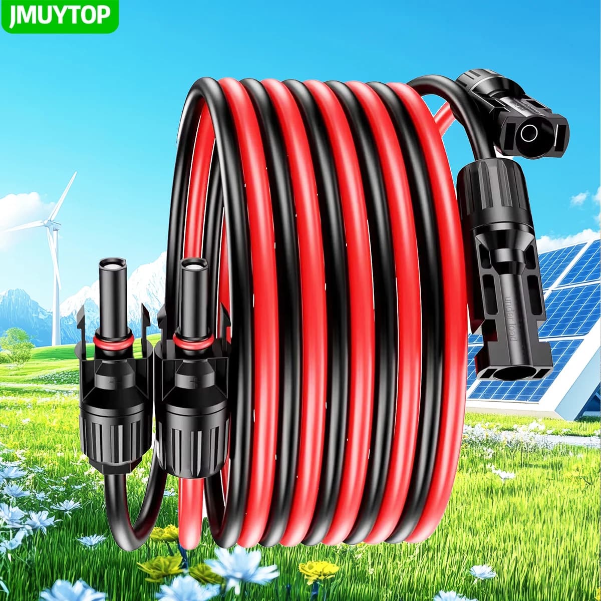 JMUYTOP 10AWG 6mm2 Cavo di prolunga per pannello solare 16FT/5M Per Jakery/Renogy/Anker/EF ECOFLOW/BougeRV Caricatore solare fotovoltaico