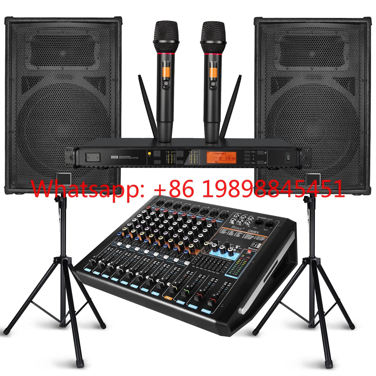 Sistema Audio Completo F15 con Altoparlante Portatile da 15 Pollici per Feste e Microfono Wireless