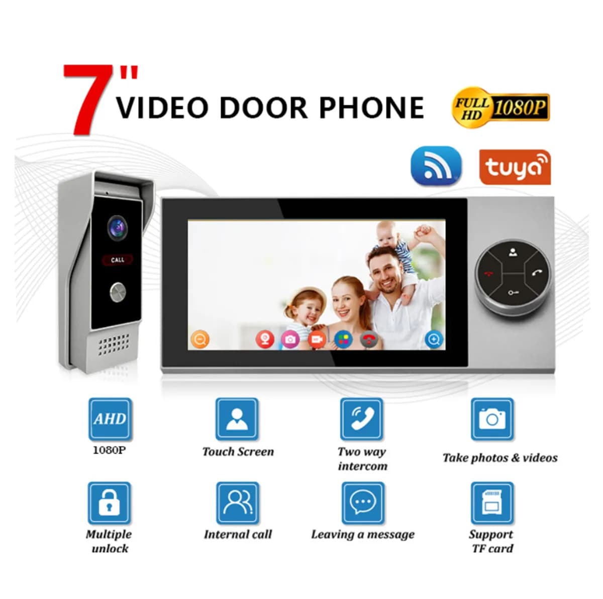 7 Inch IPS Screen 2MP Tuya APP 1080P Wired Video Door Phone Remote Control WIFI Doorbell Visual Door Viewer Camera