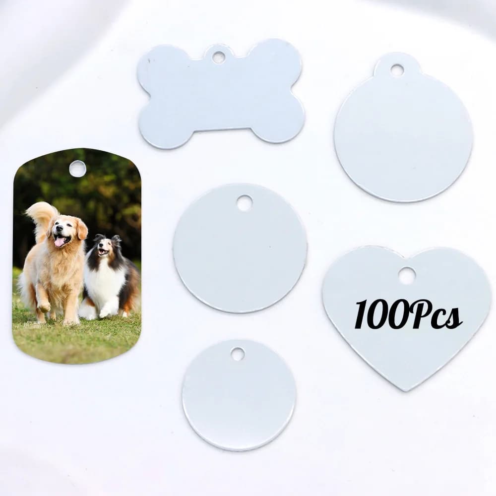 Commercio all'ingrosso 100 pezzi personalizzabili fai da te etichetta in alluminio sublimazione bianco portachiavi ciondolo accessori personalizzati anti-smarrimento